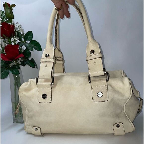 🎊RARE🎊 Via Republica Leather Satchel Beige Large - Picture 2 of 11